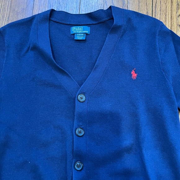 Polo Ralph Lauren**Navy Blue Cardigan**Size 14-16 $98 - Picture 2 of 2